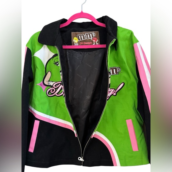 Vintage Y2K M&M’s “Don’t Beg” Racing Jacket in Green, Pink & Black Size 2XL - Picture 6 of 11